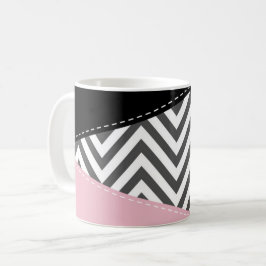 Taza De Café Gris Zigzag, Gris Chevron, Zigzag Pattern, Rosa
