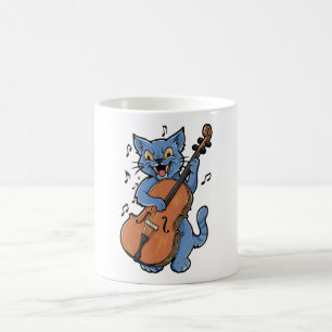 Taza De Café Gritando a un músico de gato tocando Cello