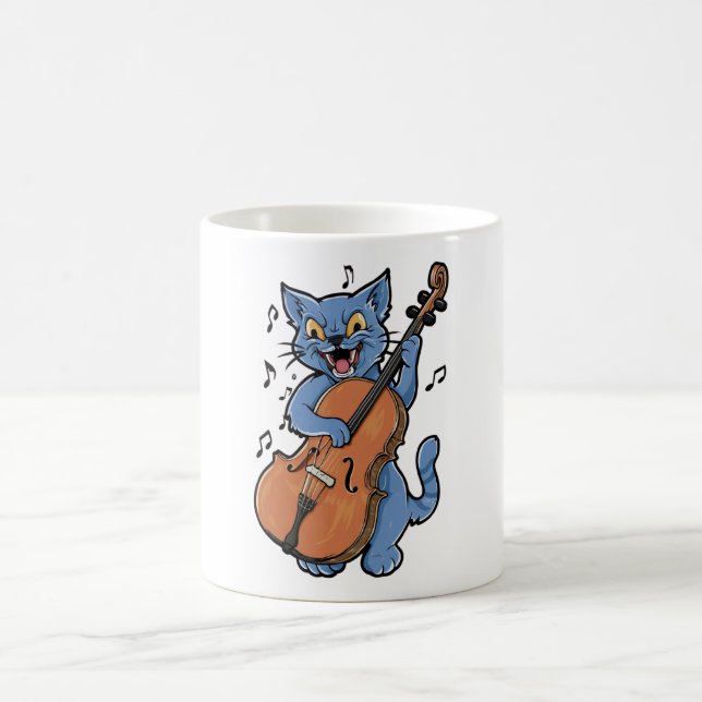 Taza De Café Gritando a un músico de gato tocando Cello (Centro)