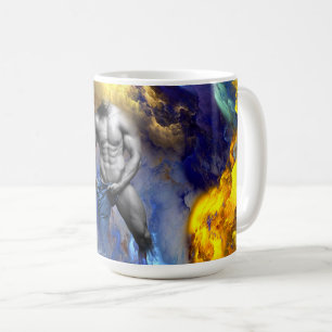 Taza De Café Grito de la figura muscular masculina en escala de