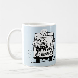 Taza De Café Gritting Truck tiene un chofer agarrando sus dient