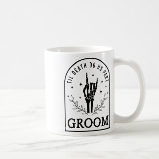 Taza De Café Groom Bride Skeleton Participación Gótica en Hallo