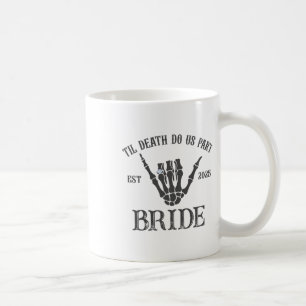 Taza De Café Groom Bride Skeleton Participación Gótica en Hallo