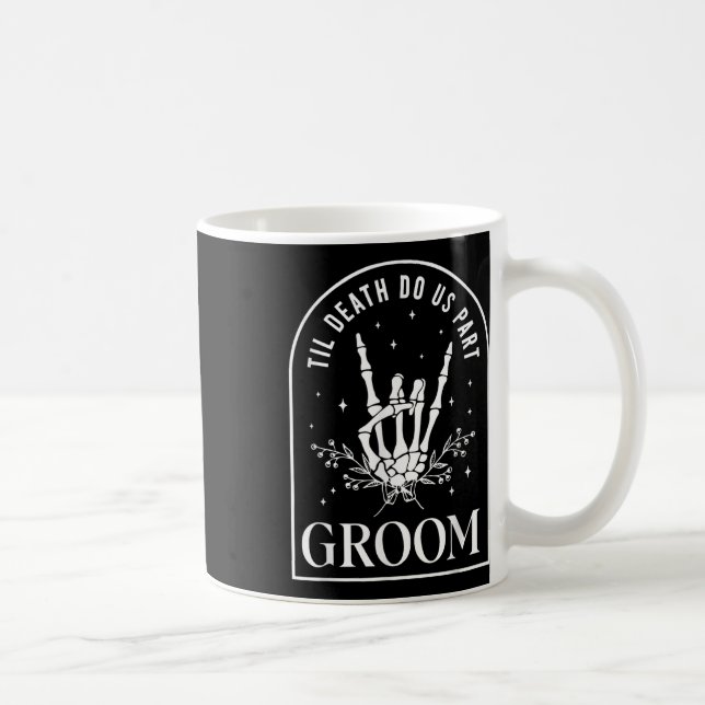 Taza De Café Groom Bride Skeleton Rock Hand Boda Hal (Derecha)