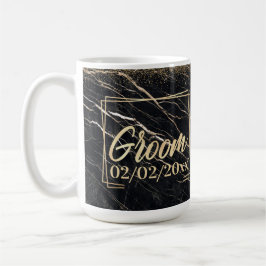 Taza De Café Groom Elegant: Celebración del Mármol de Oro