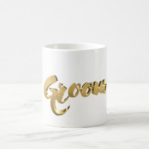 Taza De Café Groom Elegant Typography Gold Look Text