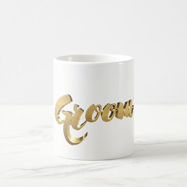 Taza De Café Groom Elegant Typography Gold Look Text (Centro)