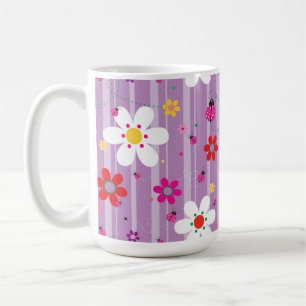 Taza De Café Groovy 70 Retro Hippie Flor Ladybug
