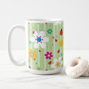 Taza De Café Groovy 70 Retro Hippie Flor Ladybug