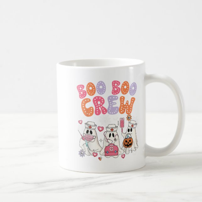 Taza De Café Groovy Boo Boo Crew Nurse Funny Ghost Halloween Te (Derecha)