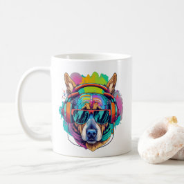 Taza De Café Groovy Canine Vibes : Perro Guay con audífonos