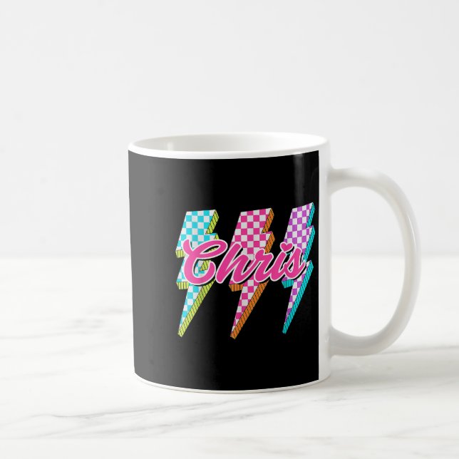 Taza De Café Groovy Chris Lightning Bolt Checkered I Love Meme  (Derecha)