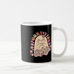 Taza De Café Groovy Cute Kawaii Ghost Floral Spooky Vibes Hippi