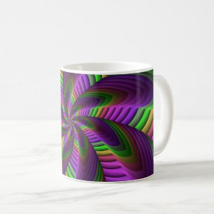 Taza De Café Groovy Energetic Colorful Neon Fractal