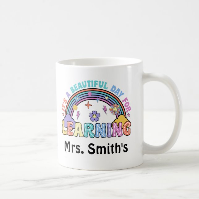 Taza De Café Groovy Es Un Hermoso Día Para Aprender Profesor (Derecha)