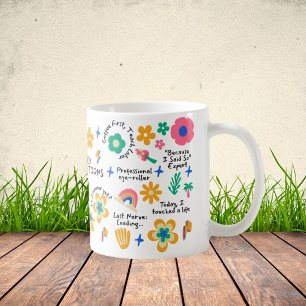 Taza De Café Groovy Floral Teacher Gift con afirmaciones