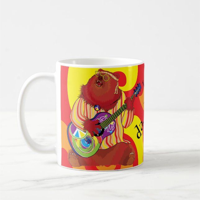 Taza De Café Groovy Love Guitar Bear Coffee Mug (Izquierda)