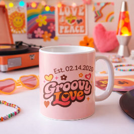 Taza De Café Groovy Love Personalized Valentine’s Gift Retro