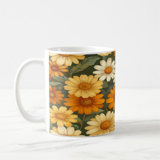 Taza De Café Groovy Nana Retro Floral Split Font Gift (Izquierda)