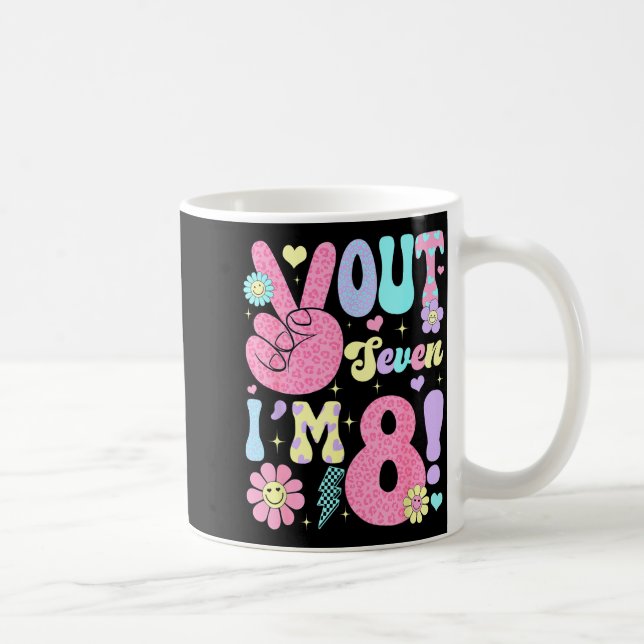 Taza De Café Groovy Peace Out Seven I'm 8 Years Old 8th Birthda (Derecha)