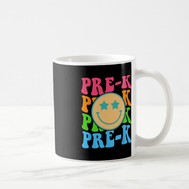 Taza De Café Groovy Pre-K Vibes Face Retro Profesores Niños De  (Derecha)