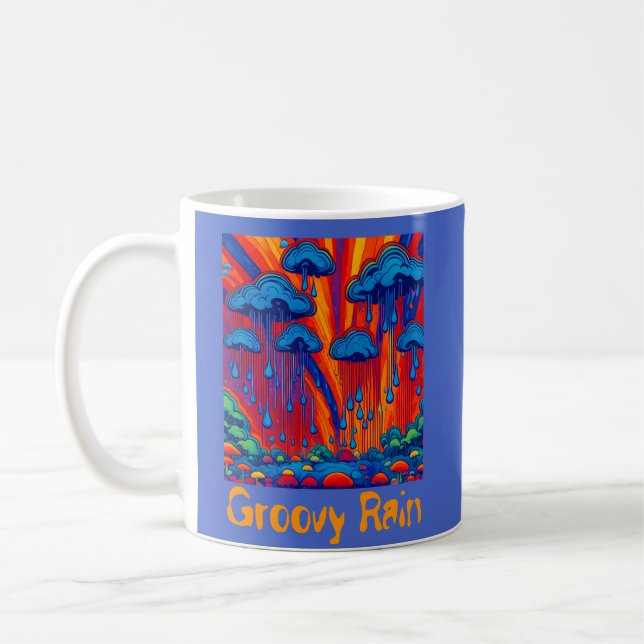 Taza De Café Groovy Rain Retro Style (Izquierda)