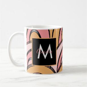 Taza De Café Groovy Rainbows Pattern Naranja Pink