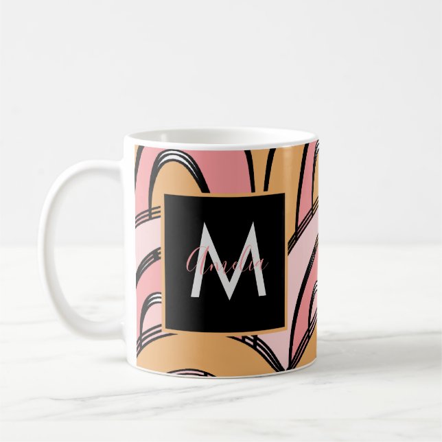 Taza De Café Groovy Rainbows Pattern Naranja Pink (Izquierda)