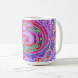 Taza De Café Groovy Resumen Retro Rojo, Púrpura y Rosa Swirl