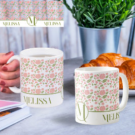 Taza De Café Groovy Retro Boho Patrón de flores rosadas Daisy