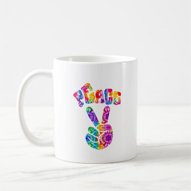 Taza De Café Groovy Retro Peace Hand (Izquierda)