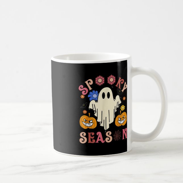 Taza De Café Groovy Spooky Season Cute Ghost Pumpkin Ha (Derecha)