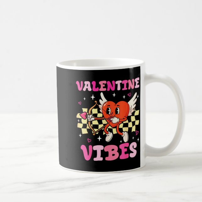 Taza De Café Groovy Valentine Vibes Heart Cud Women Men  (Derecha)