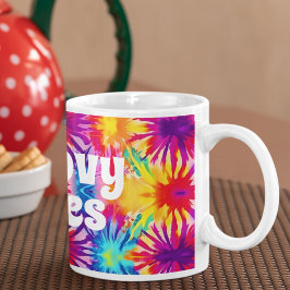 Taza De Café Groovy Vibes Tie Dye Personalizable