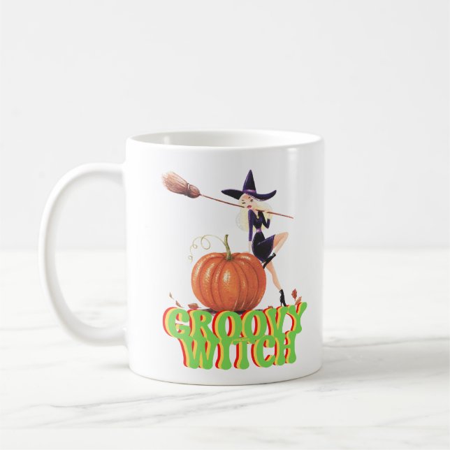 Taza De Café GROOVY WITCH brujas divertidas de Halloween (Izquierda)