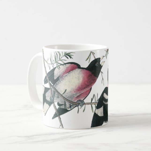 Taza De Café Grosbeak con pecho Rosa de Audubon (Anverso izquierdo)