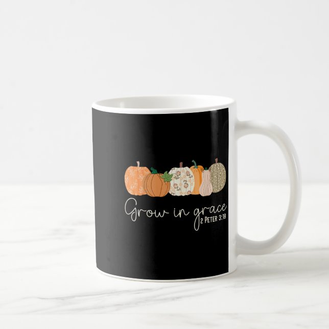 Taza De Café Grow In Grace Pumpkins Fall Thanksgiving Christian (Derecha)