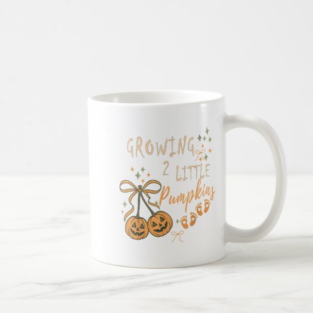 Taza De Café Growing Two Little Pumpkins Twins Pregnancy Fall H (Derecha)