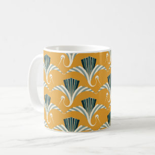 Taza De Café Grúa Art Deco - fondo amarillo