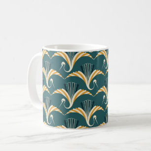 Taza De Café Grúa Art Deco - fondo azul