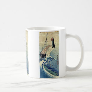 Taza De Café Grúa en ondas por Ando, Hiroshige Uiyoe.