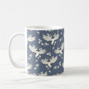 Taza De Café grúa, patrón, pájaro volador de ilustracion vintag