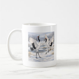 Taza De Café Grullas de corona roja en invierno