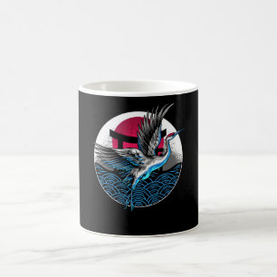 Taza De Café Grullas voladoras japonesas con diseño de banderin