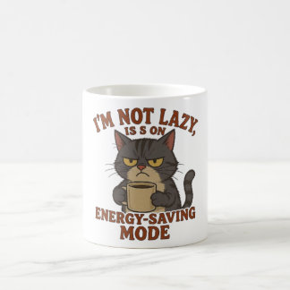 Taza De Café Grumpy Black Cat Mug – Energy-Saving Mode Quote