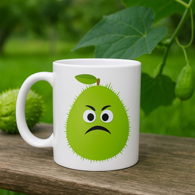 Taza De Café Grumpy Fuzzy Pear Face Funny Fruit Character (Subido por el creador)