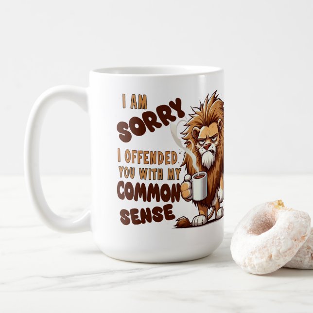 Taza De Café Grumpy Lion Coffee Mug – Funny Sarcastic Quote (Con donut)