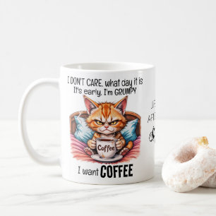 Taza De Café Grumpy Naranja Cat Bebe Café Coffee Funny Cita