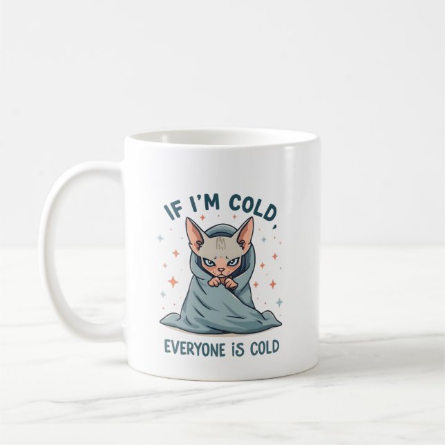 Taza De Café Grumpy Sphynx Cat Cold Humor Cartoon Design (Izquierda)