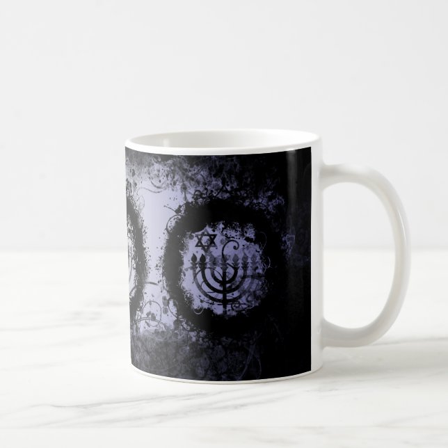 Taza De Café Grunge Chanukah Menorah (Derecha)